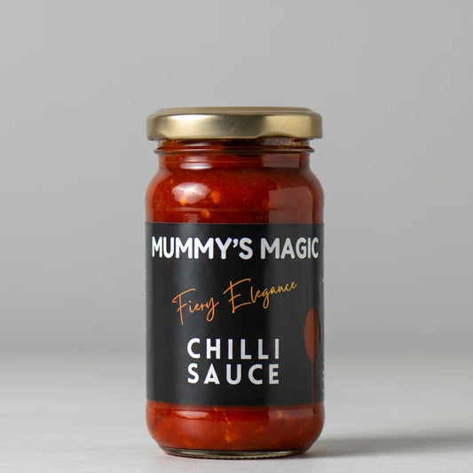 Mummy's Magic Chilli Sauce bottle – Preservative-Free, Vegan Fiery Condiment for Wraps and Grills