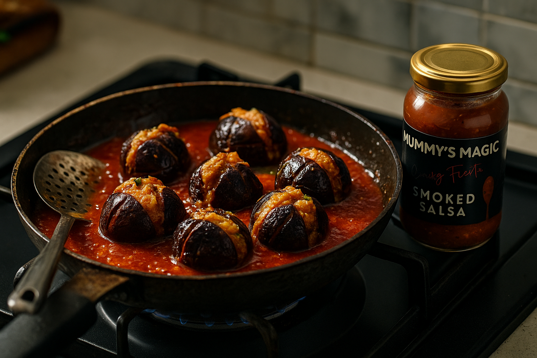 🧄🔥 Smoked Salsa Stuffed Baingan