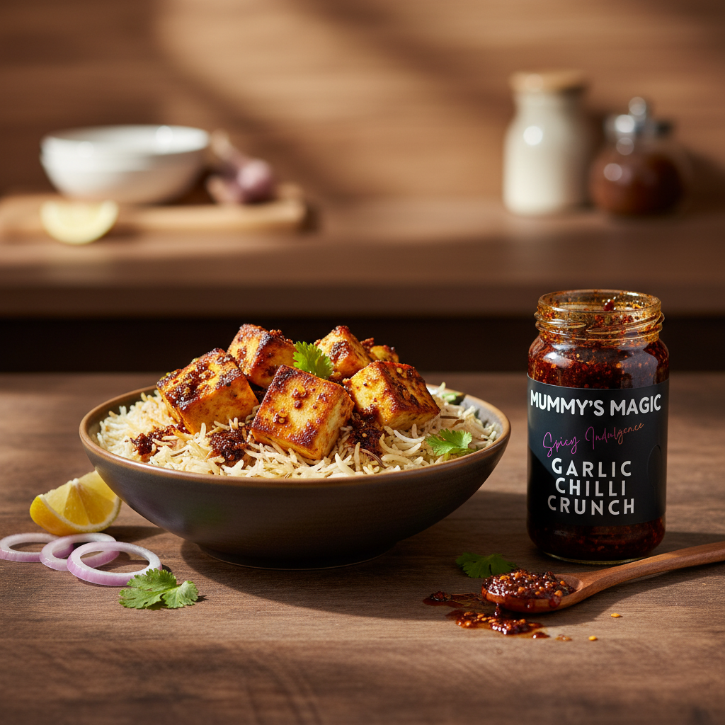 🔥 Tandoori Paneer Rice Bowl with Garlic Chilli Crunch