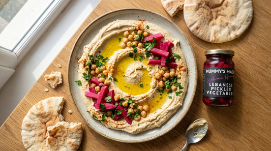 Lebanese Pickled Vegetables Loaded Hummus Platter: How to Use Arabic Pickles, Shawarma Pickles & Pickled Vegetables