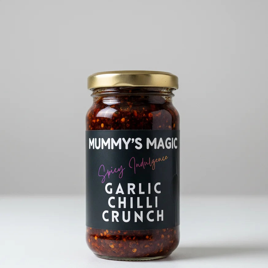 Mummy's Magic Garlic Chilli Crunch ingredients – Slow-Fried Crispy Garlic, Premium Sun-Dried Chillies