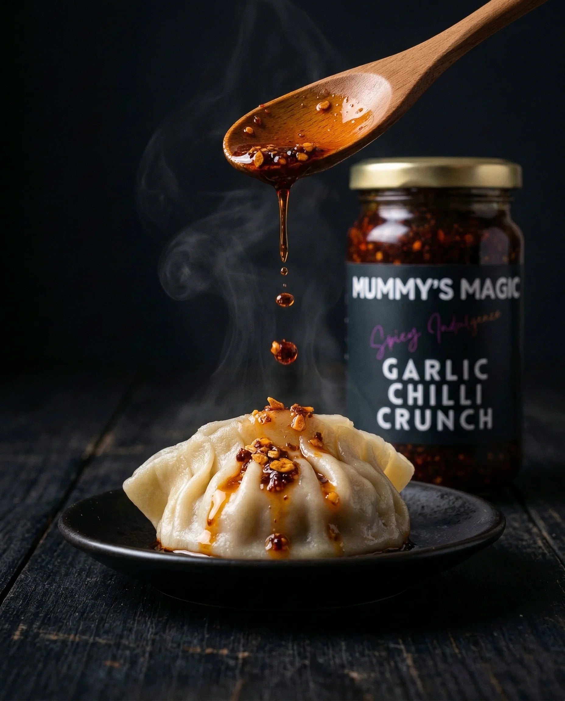 Garlic Chilli Crunch by Mummy's Magic – No MSG, No Artificial Colours, Small-Batch Chilli Oil 200g