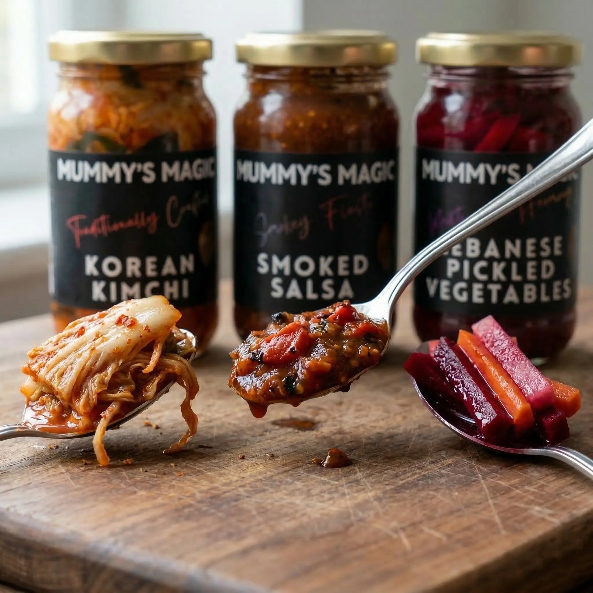Mummy's Magic Handcrafted Kimchi, Smoked Salsa and Lebanese Pickled Vegetables – Preservative-Free International Condiments