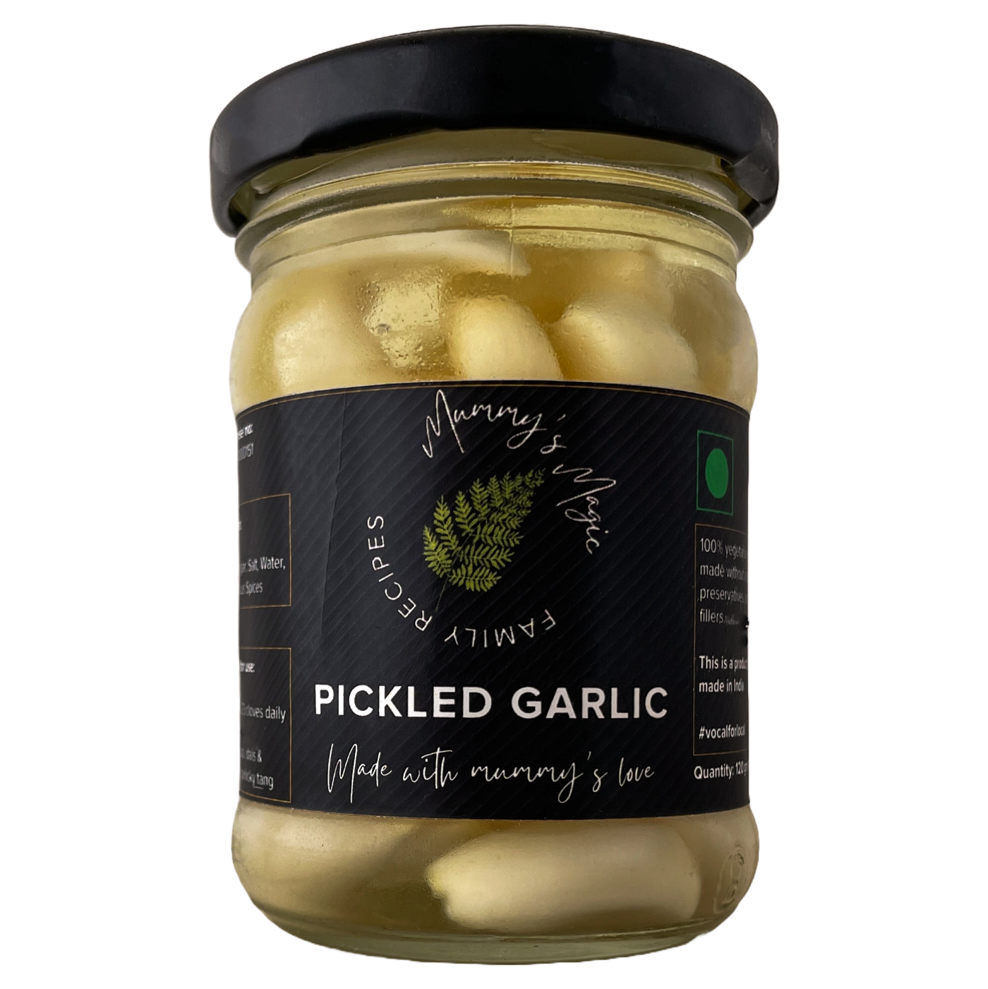 Mummy's Magic Pickled Garlic – Tangy Whole Garlic Cloves in Natural Brine, 200g, Vegan, Preservative-Free India