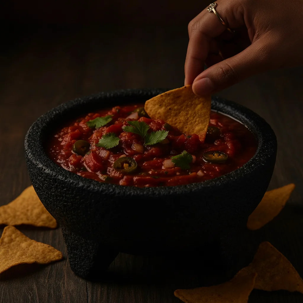 Mummy's Magic Smoked Salsa served with nachos and tacos – Bold Mexican-Inspired Dip, Natural, India