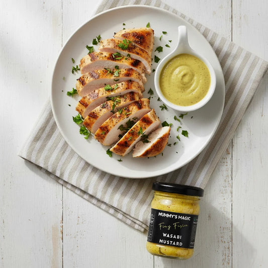 Mummy's Magic Wasabi Mustard jar – Bhut Jolokia Supercharged, No Tartrazine, Vegan, Keto-Friendly