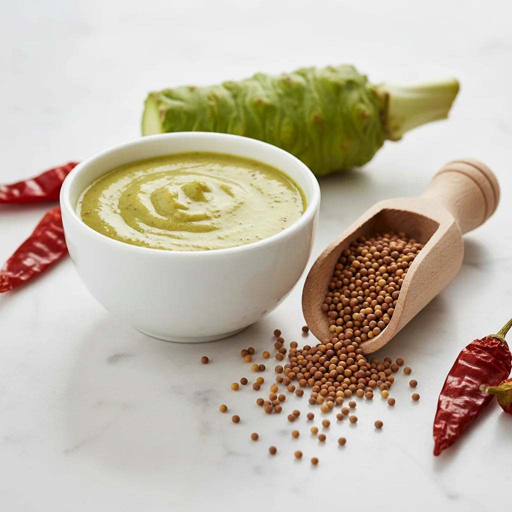 Mummy's Magic Wasabi Mustard served with sushi, sashimi and dim sum – Bold Spicy Dip India